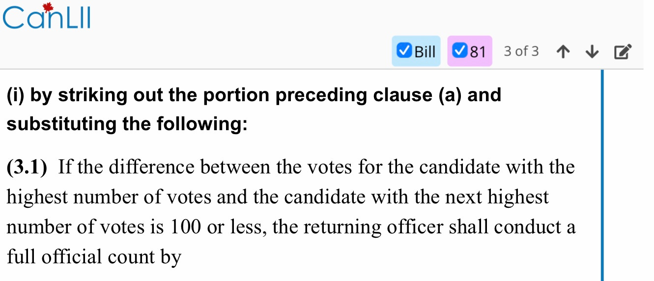 The proccess of a recount