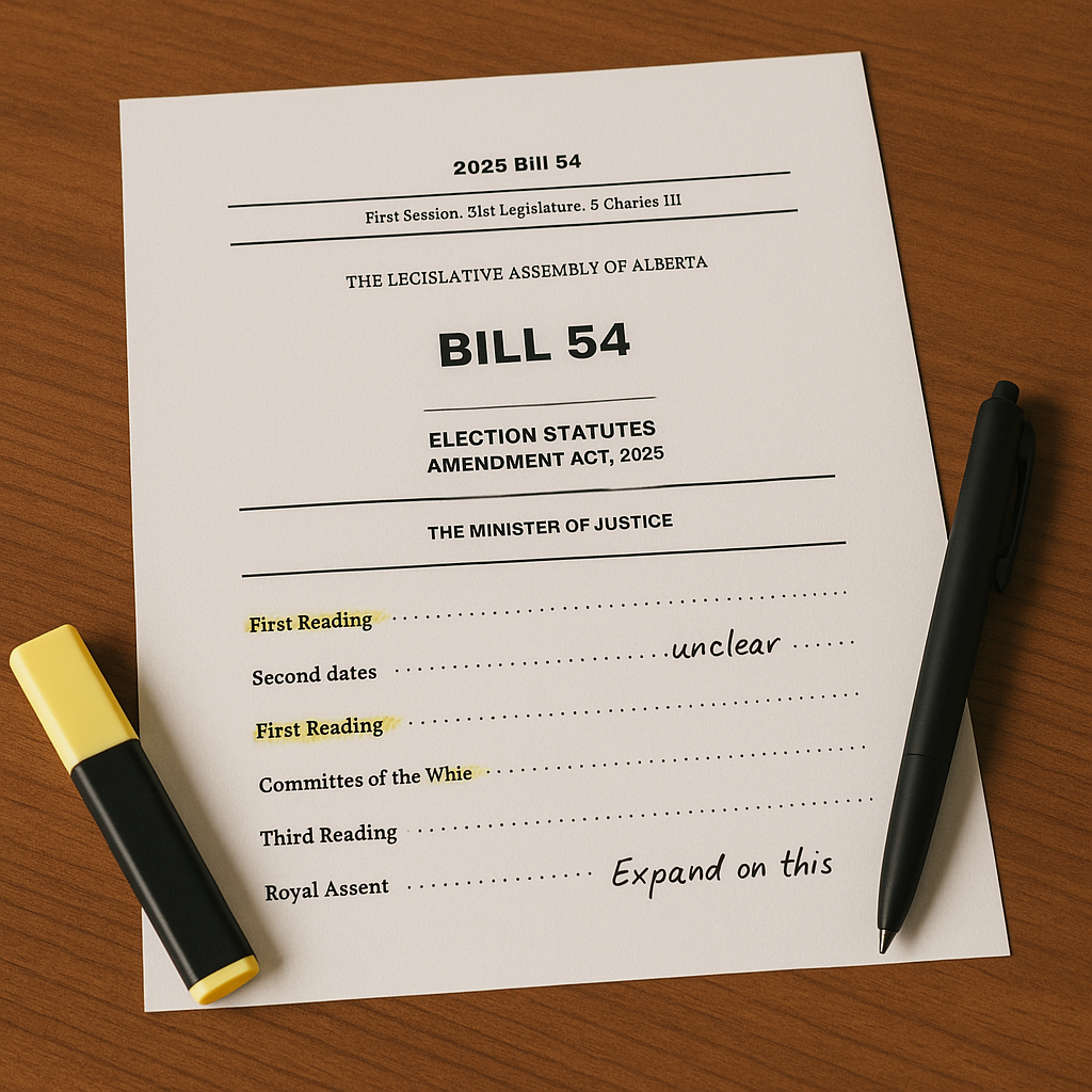 Bill 54, A Breakdown of Alberta's latest Election Bill