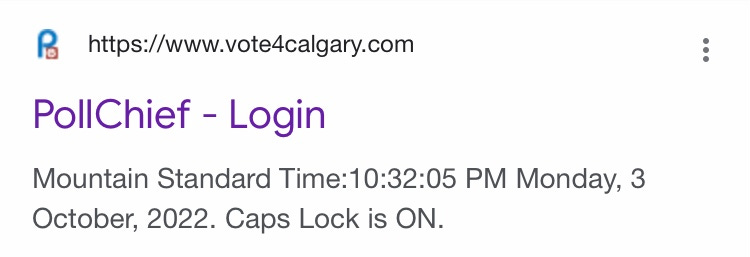 google search for vote4Calgary.com