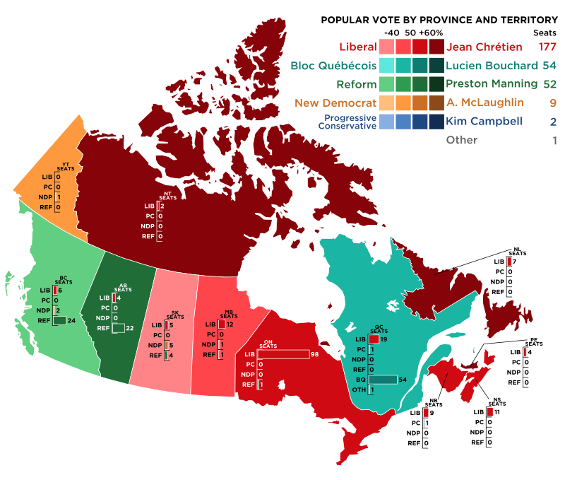 Popular vote by province and territory